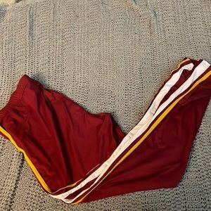 Maroon, gold and white leggings. Size 3X